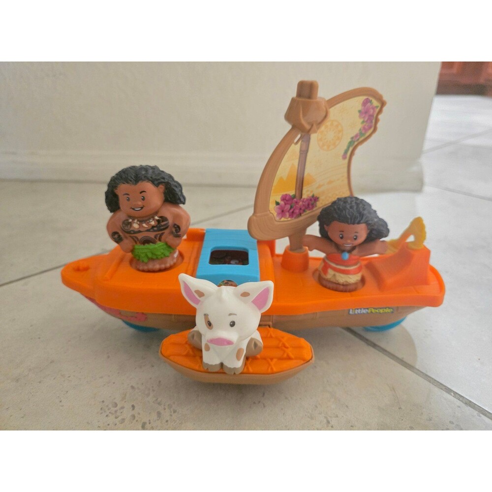 Fisher Price Disney Princess Little People Moana Maui Pua Boat Lot